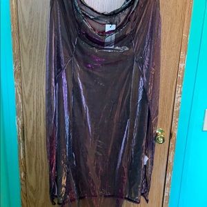 Plus kerry metallic mesh split maci skirt